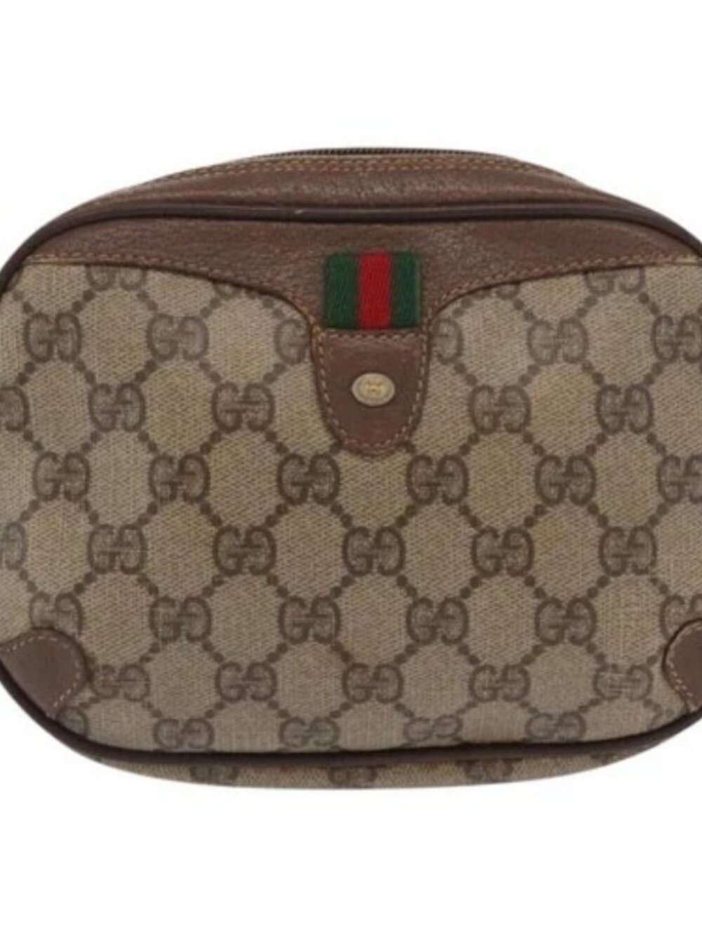 GUCCI GG Supreme Web Sherry Line Bag PVC Beige Gold 156 02 066 Auth BA10344 - Picture 2 of 15